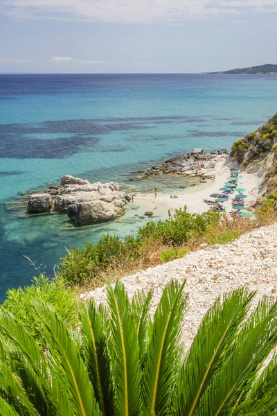 Praia Areia Pitoresca Xigia Costa Nordeste Ilha Zakynthos Grécia — Fotografia de Stock