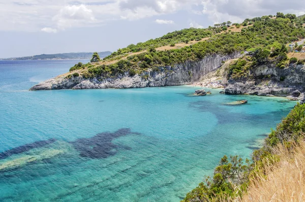 Praia Areia Pitoresca Xigia Costa Nordeste Ilha Zakynthos Grécia — Fotografia de Stock
