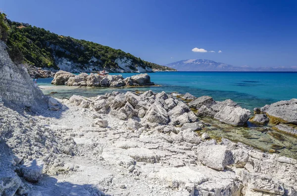 Γραφική Αμμώδης Παραλία Ξύγιας Θειωμένα Νερά Βρίσκεται Στη Βορειοανατολική Ακτή — Φωτογραφία Αρχείου