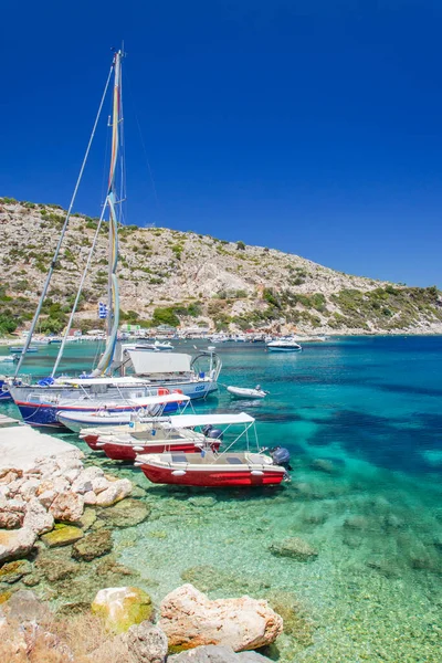 Malownicza Turkusowa Zatoka Agios Nikolaos Leży Północno Wschodnim Wybrzeżu Wyspy — Zdjęcie stockowe