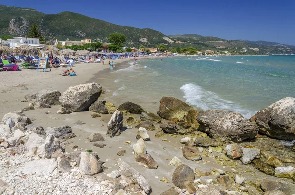 Naturskön Sandstrand Alykes Det Ligger Östkusten Zakynthos Grekland — Stockfoto