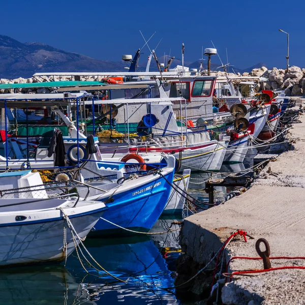 Fishing Boats Alykanas Harbor Alykanas Situated East Coast Zakynthos Island — Stock Photo, Image