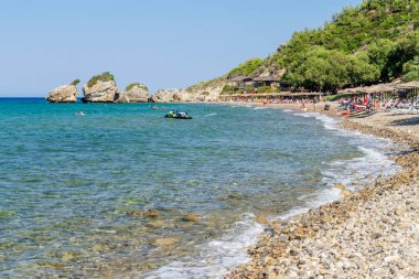 Porto Zorro sahili manzaralı. Yunanistan 'ın Zakynthos adasının güney doğu kıyısında yer almaktadır..