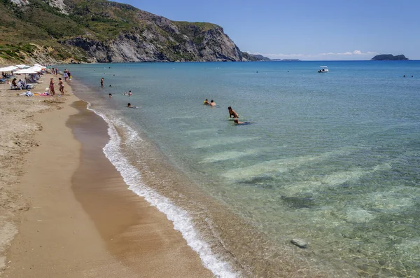 Піщаний Піщаний Пляж Каламакі Острові Закінтос Греція — стокове фото