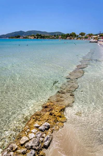 Malerischer Goldener Sandstrand Laganas Der Laganas Bucht Der Insel Zakynthos — Stockfoto