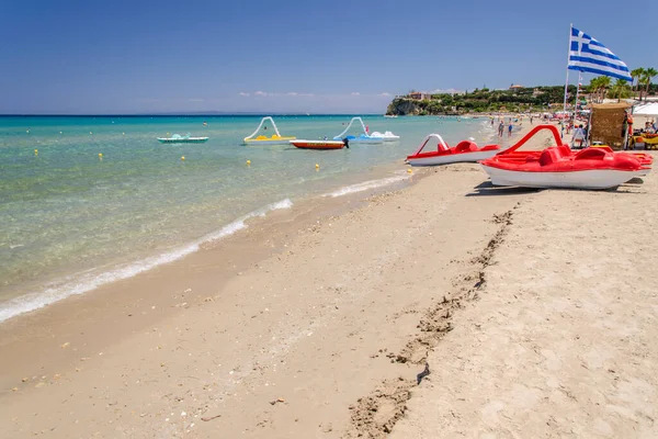 Pintoresca Playa Arena Dorada Tsilivi Situada Este Isla Zakynthos Mar —  Fotos de Stock