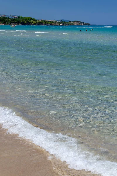 希腊爱奥尼亚海Zakynthos岛以东的Tsilivi风景如画的金黄色沙滩 — 图库照片