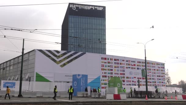 Katowice Silesia Polonia Diciembre 2018 Cop24 Spodek Hall Arena Centro — Vídeos de Stock