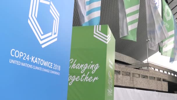 Katowice Śląsk Polska Grudzień 2018 Cop24 Międzynarodowego Centrum Konferencyjnego Hali — Wideo stockowe