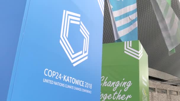 Katowice Śląsk Polska Grudzień 2018 Cop24 Międzynarodowego Centrum Konferencyjnego Hali — Wideo stockowe