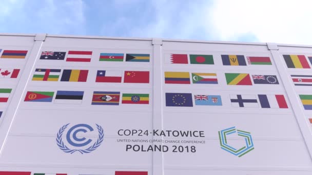 ポーランド共和国 ポーランド 2018 Cop24 更改ホールと国際会議場 Onz 国連枠組み条約気候変動 Uhd クローズ アップ — ストック動画
