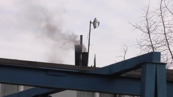 Smoke Rises Chimney Air Pollution Uhd 50P Cinematic Close — Stock Video
