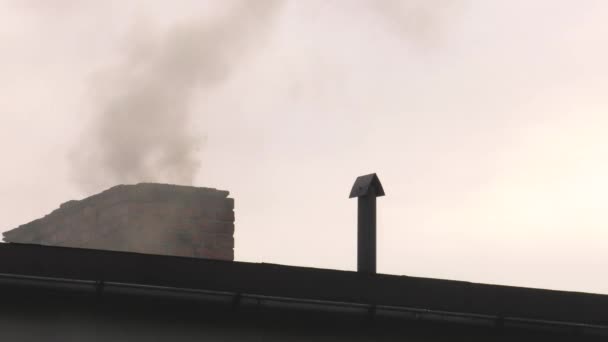Rök Stiger Från Skorstenen Luftföroreningar Uhd 50P Filmisk Nära — Stockvideo