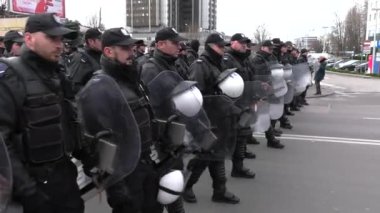 Katowice, Polonya - 08 Aralık 2018: İklim değişikliği protesto. Eylemciler temiz, Cop24, çevre dostu enerji savunucusu. 4 k elden vurdu.
