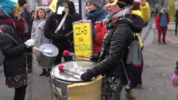 Katowice Polen Dezember 2018 Protest Gegen Den Klimawandel Aktivisten Setzen — Stockvideo