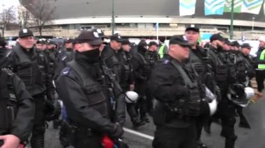 Katowice, Polonya - 08 Aralık 2018: İklim değişikliği protesto. Eylemciler temiz, Cop24, çevre dostu enerji savunucusu. 4 k elden vurdu.