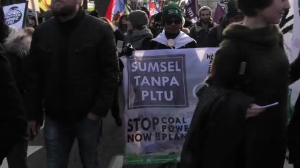 Κατοβίτσε Πολωνία Δεκεμβρίου 2018 Κλιματική Αλλαγή Διαμαρτυρία Ακτιβιστές Εισαγγελέα Καθαρό — Αρχείο Βίντεο