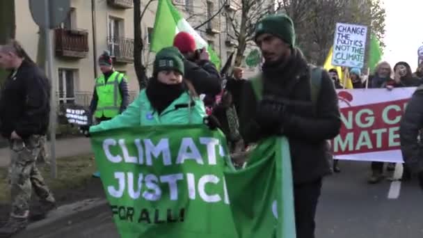 Katovice Polsko Prosinec 2018 Klimatické Změny Protestu Aktivisté Advokát Čisté — Stock video