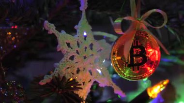 Bitcoin Noel ağacı. Noel. 4k, Uhd, 50p, sinema, yakın-up, 