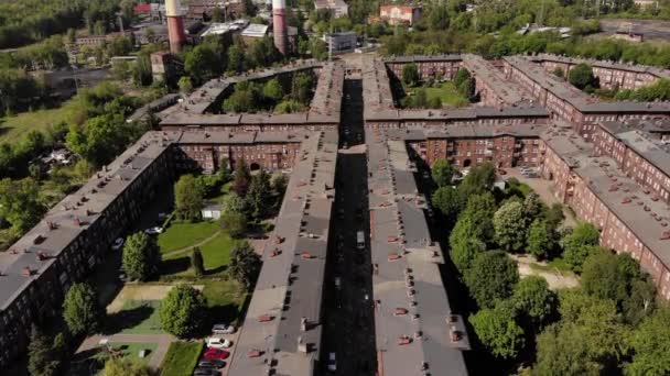 Arial View Historic Mining Town Nikiszowiec Katowice Mine Background Katowice — Αρχείο Βίντεο