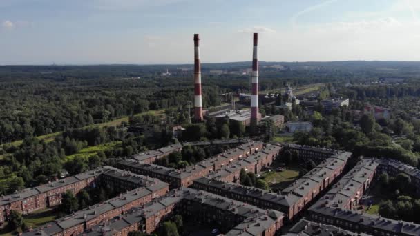 Arial View Historic Mining Town Nikiszowiec Katowice Mine Background Katowice — стоковое видео