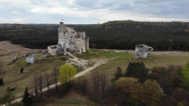 Arial View Historic Castle Mirow Jura Cracow Poland 2020 Uhd — Stok video