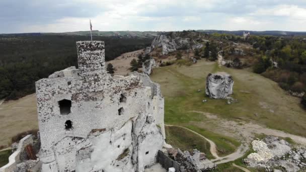 Arial View Historic Castle Mirow Jura Cracow Poland 2020 Uhd — Vídeo de stock