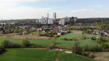 Coal mine. Houses in the background. 4K, UHD, 50p, Cinematic,