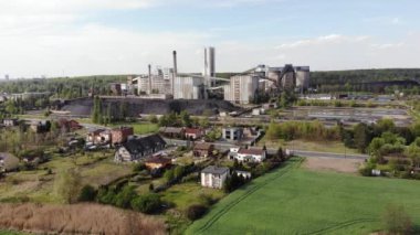 Coal mine. Houses in the background. 4K, UHD, 50p, Cinematic,