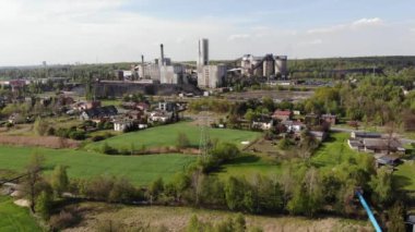 Coal mine. Houses in the background. 4K, UHD, 50p, Cinematic,