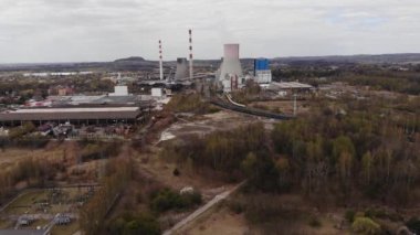 Coal mine. Houses in the background. 4K, UHD, 50p, Cinematic,