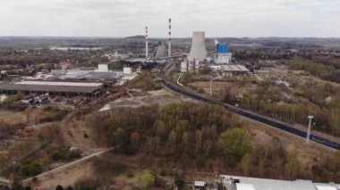 Coal mine. Houses in the background. 4K, UHD, 50p, Cinematic,