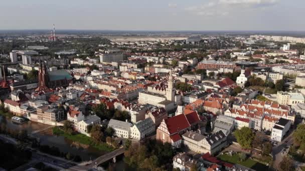 Opole Aerial View Old Town River Oder Poland Spring Day — Stockvideo