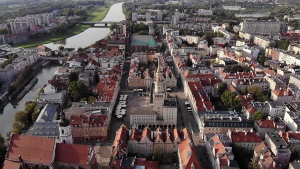 Opole Aerial View Old Town River Oder Poland Spring Day — Stockvideo