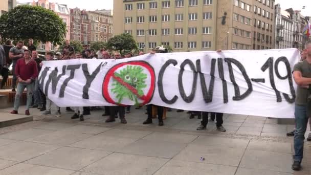 Katowice Poland 2020 March Covid People Masks Move City Uhd — 비디오