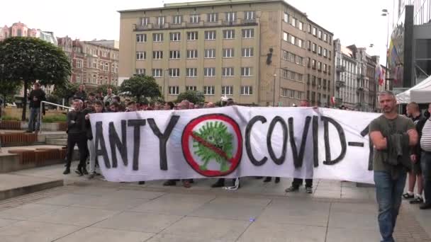 Katowice Poland 2020 March Covid People Masks Move City Uhd — 비디오