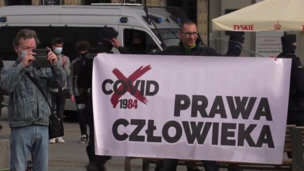 Katowice Poland 2020 March Covid People Masks Move City Uhd — Vídeos de Stock