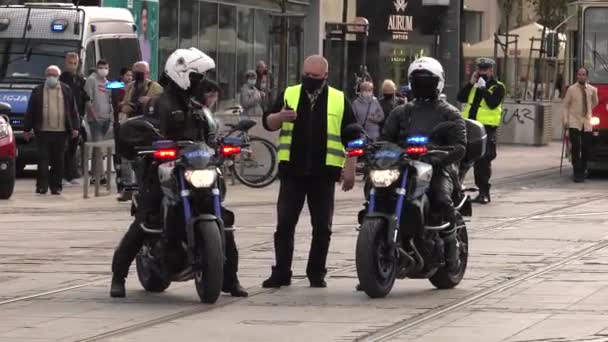 Katowice Poland 2020 March Covid People Masks Move City Uhd — Video Stock