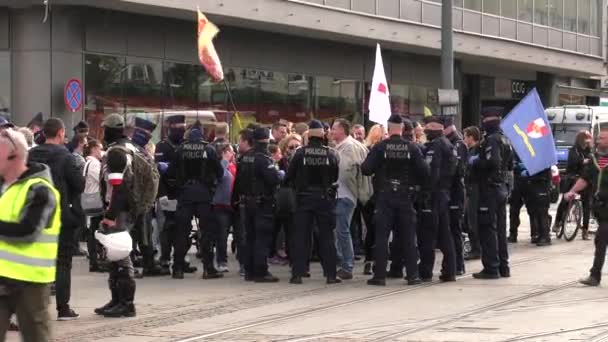 Katowice Poland 2020 March Covid People Masks Move City Uhd — стокове відео