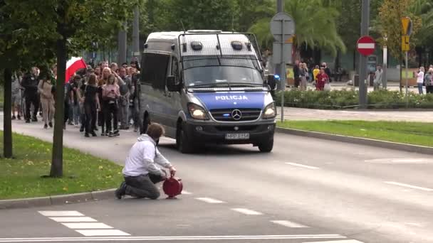 Katowice Poland 2020 March Covid People Masks Move City Uhd — Stock Video