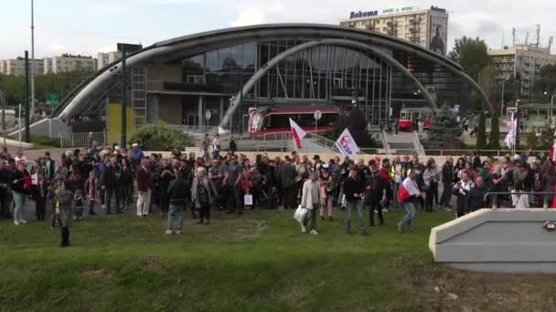 Katowice Poland 2020 March Covid People Masks Move City Uhd — стоковое видео