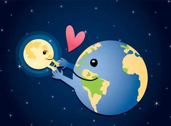 Amor Atractivo Mundo Luna — Archivo Imágenes Vectoriales