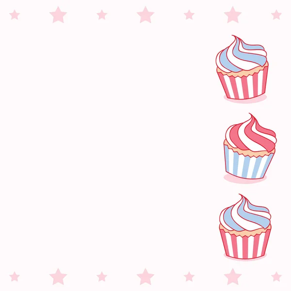 Cupcakes Sur Fond Vecteur — Image vectorielle