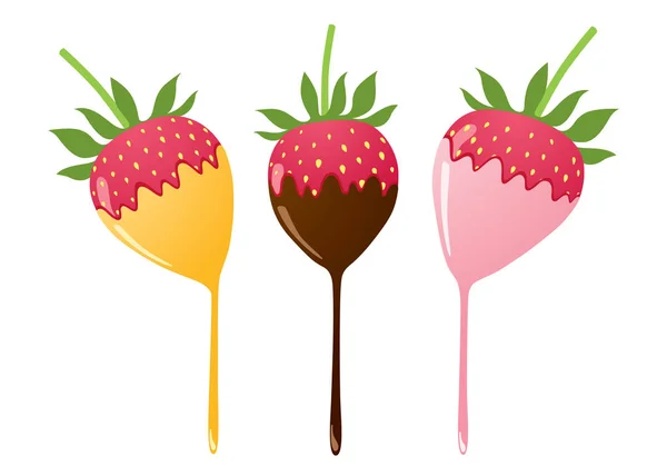 Strawberries Dipped White Background — Stock Vector
