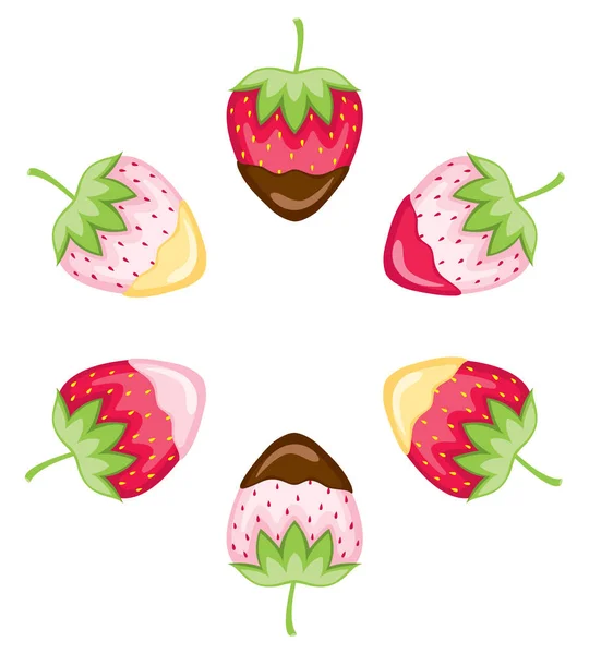 Strawberries Pineberries Dipped — Stock Vector