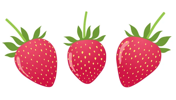 3草莓在白色背景 — 图库矢量图片