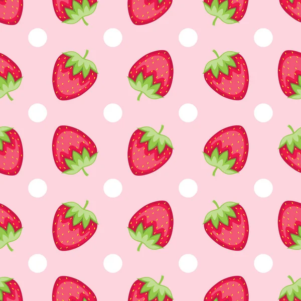 Strawberries Pink Background Pattern — Stock Vector
