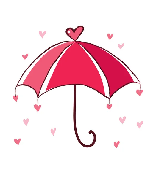 Guarda-chuva com corações . — Vetor de Stock