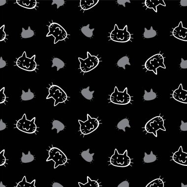 siyah arka plan üzerine izole kedi kafa.