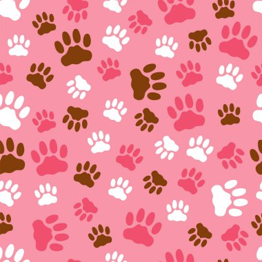 Kedi pençesi pembe arka planda izole baskılar.